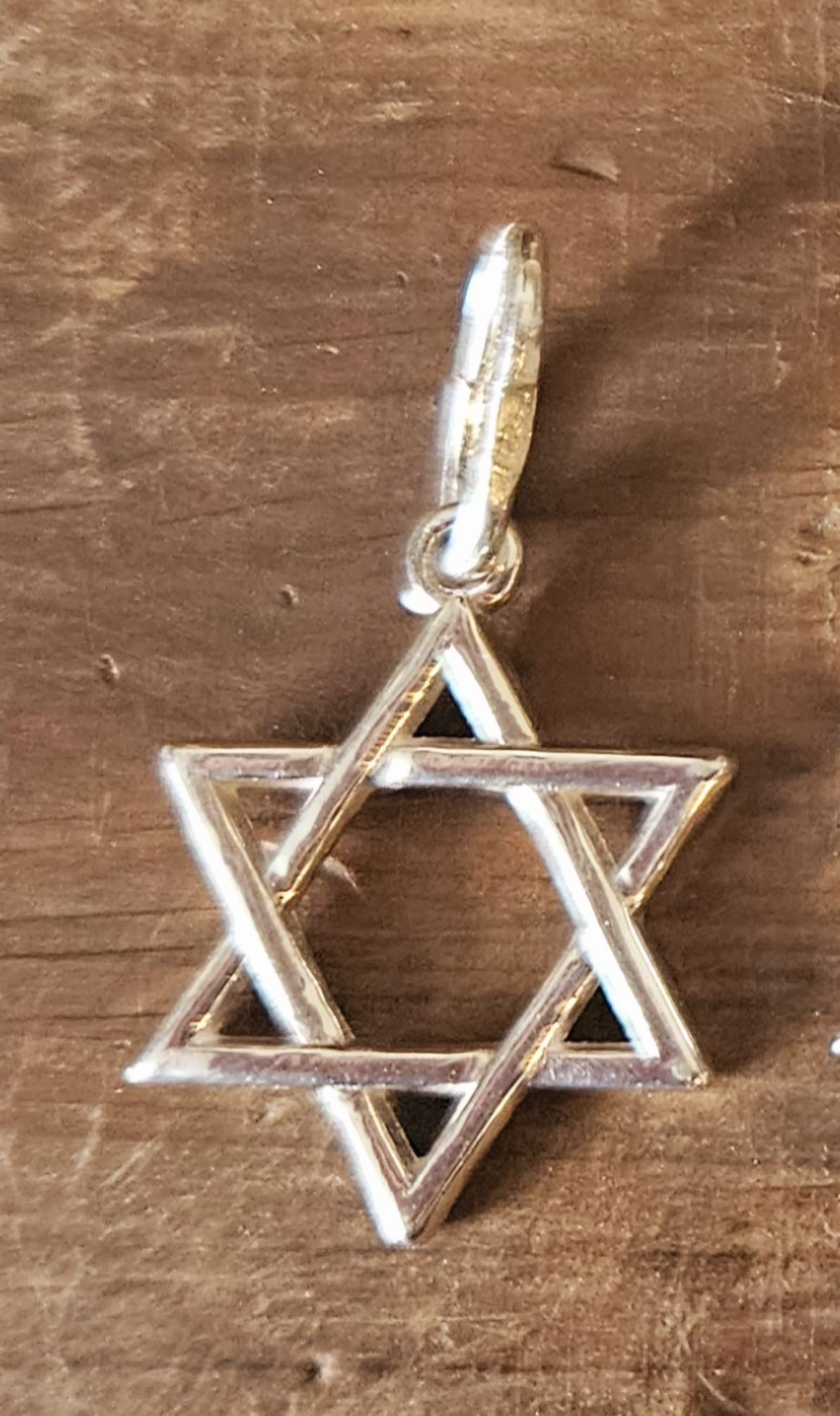 Star of David Pendant / necklace, 23mm across, with a heavy sterling silver wire bail and an 18 inch, sterling silver fine cable chain.