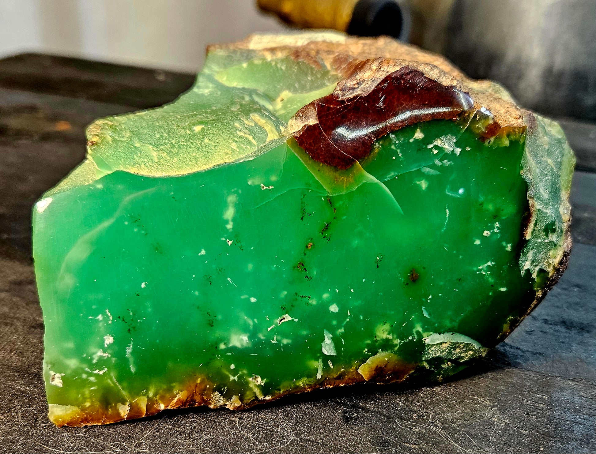 Chrysoprase alter stone polished face