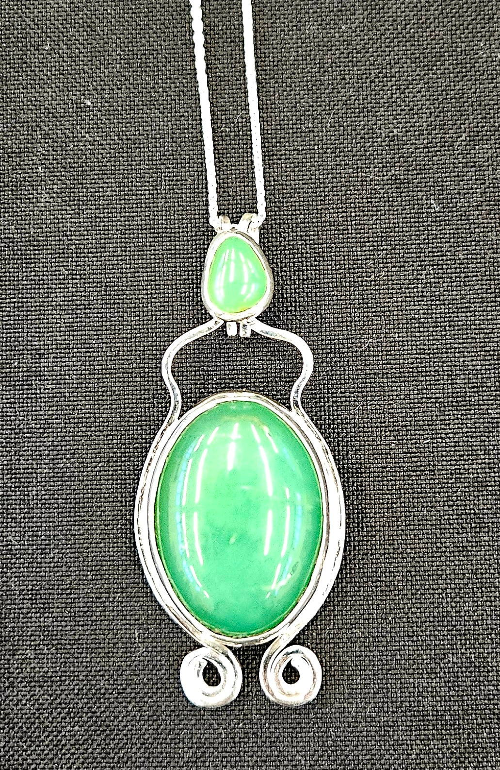 Australian Chrysoprase in sterling silver pendant with 18 inch sterling silver chain.