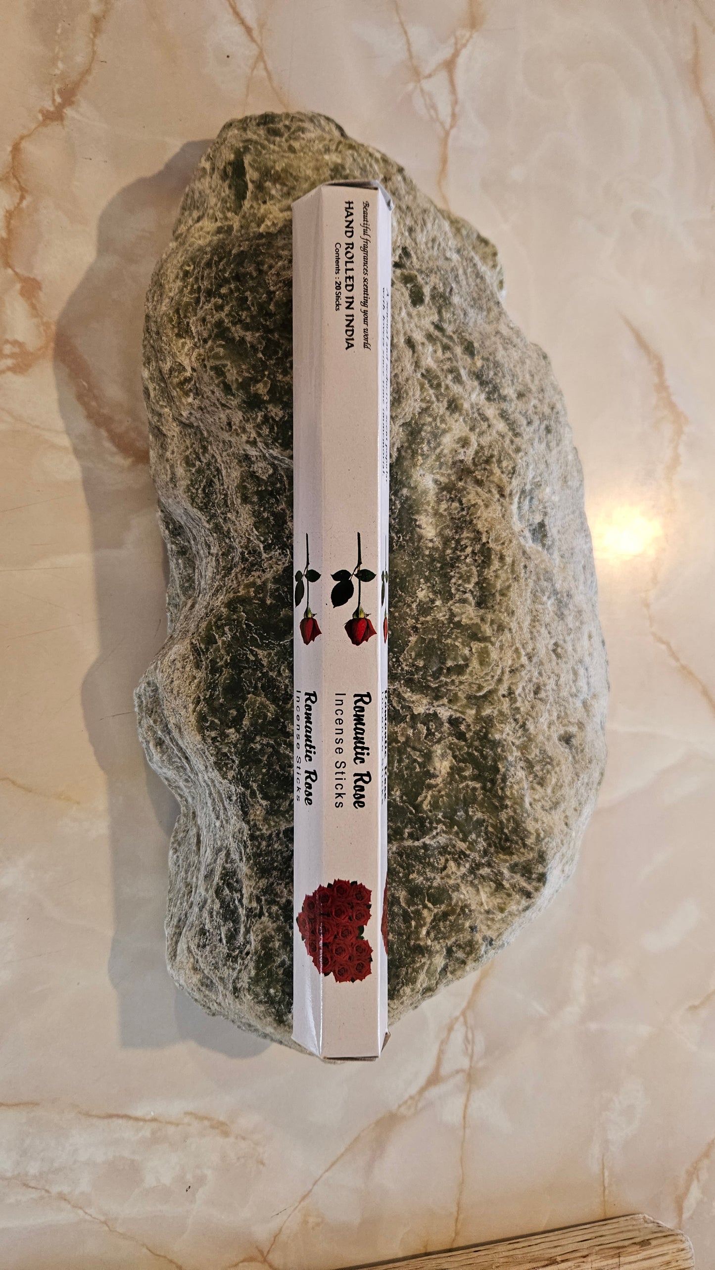 Kamini Romantic Rose Incense, pack of 20 incense sticks, hand rolled in India, 20 gram sticks, 250mm long